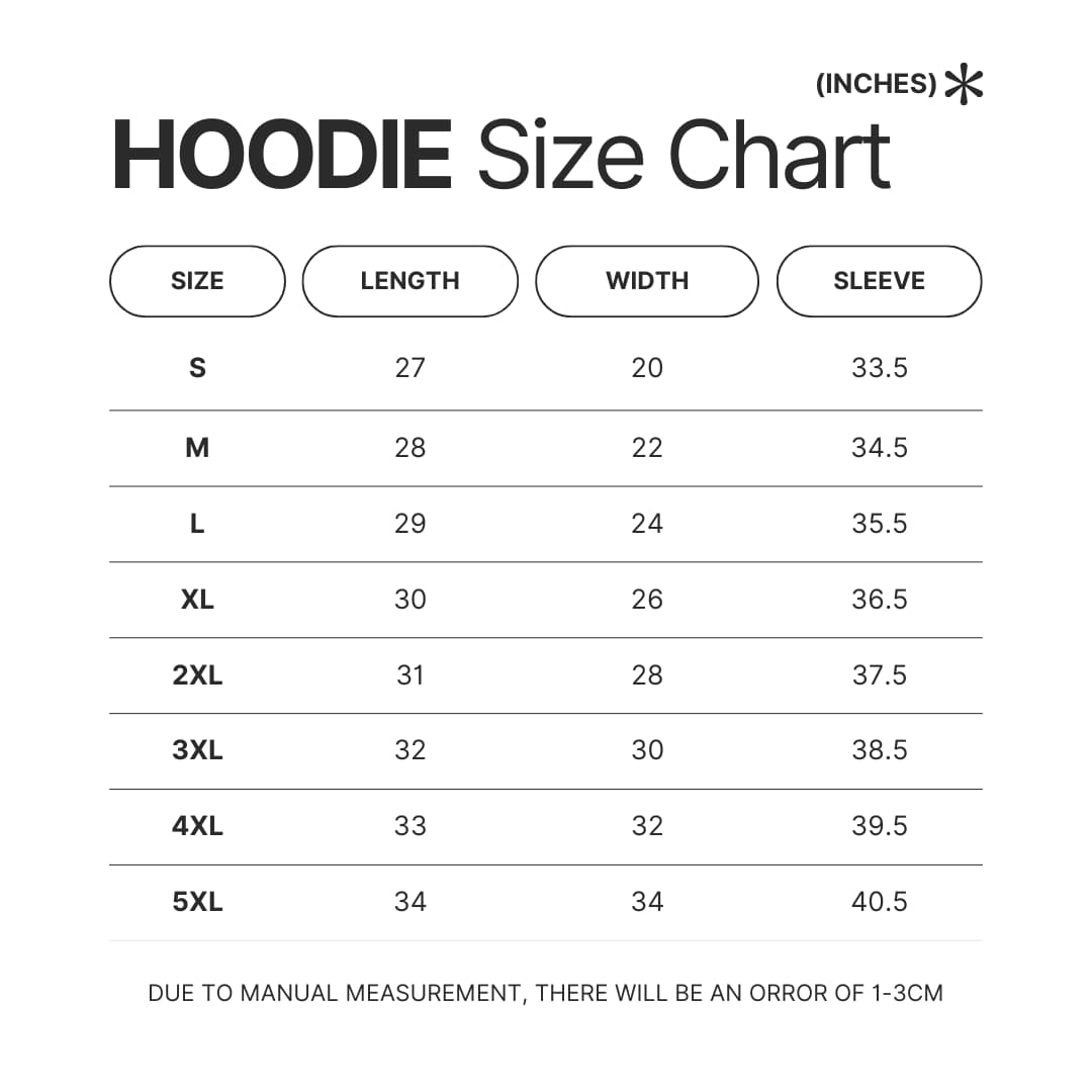 Hoodie Size Chart - Snoopy UK Shop