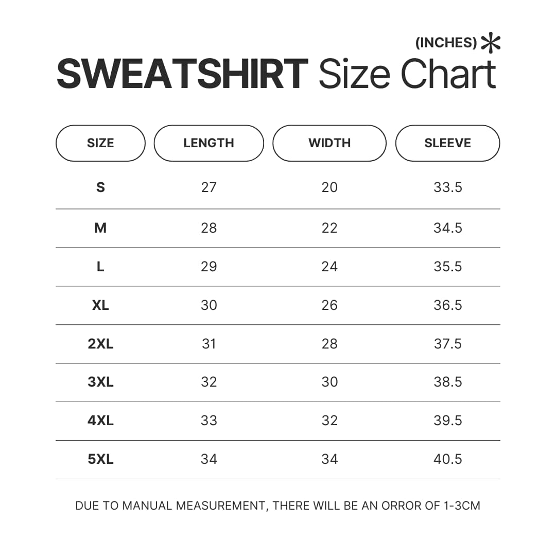 Sweatshirt Size Chart - Snoopy UK Shop