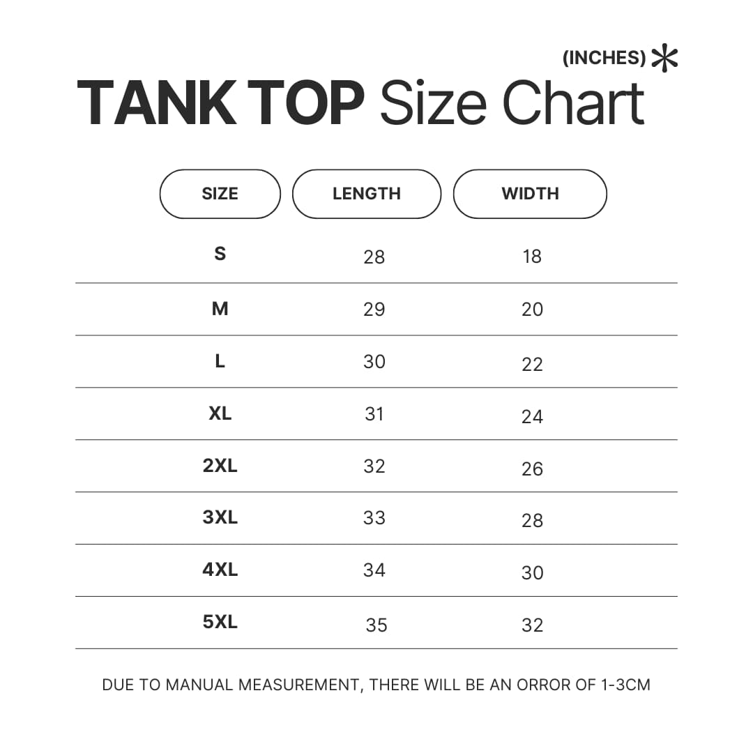Tank Top Size Chart - Snoopy UK Shop