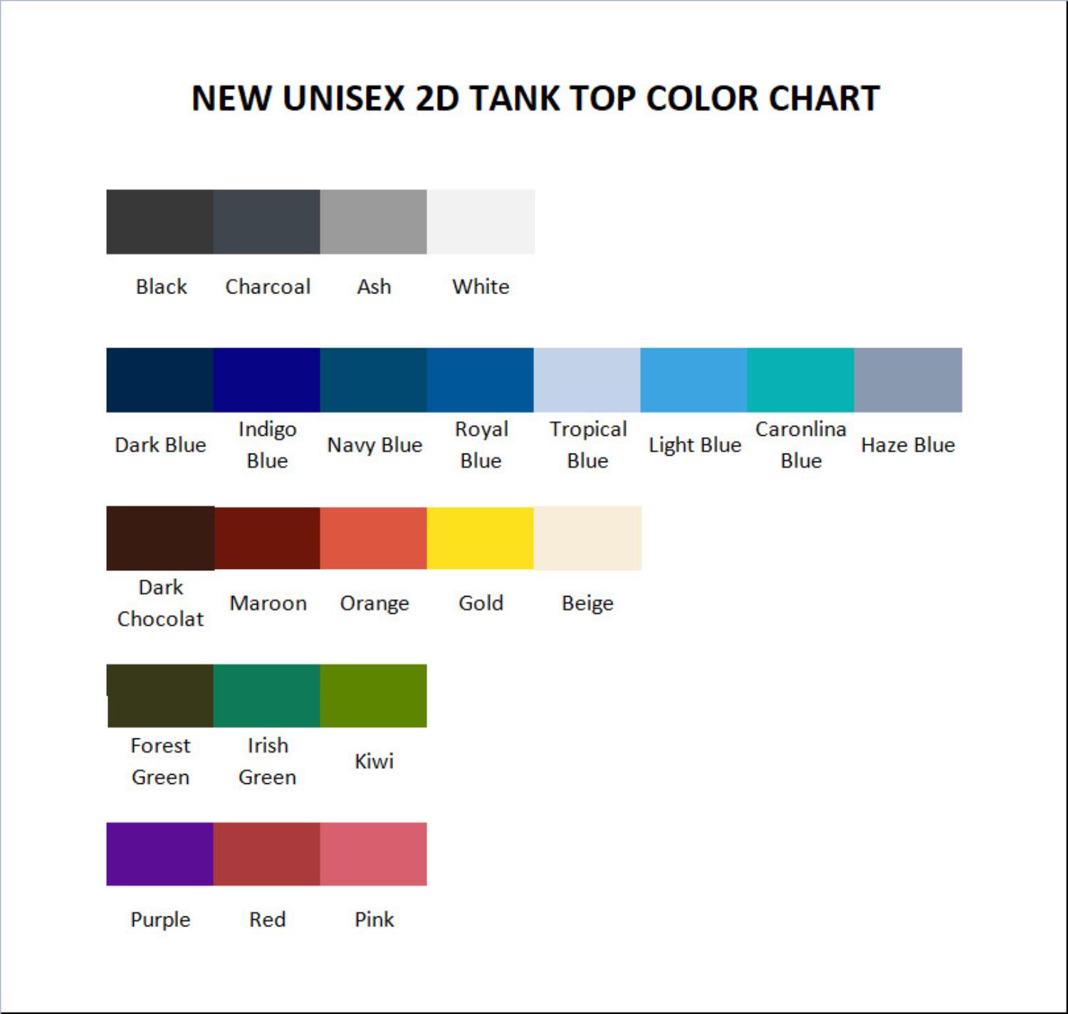 tank top color chart - Snoopy UK Shop