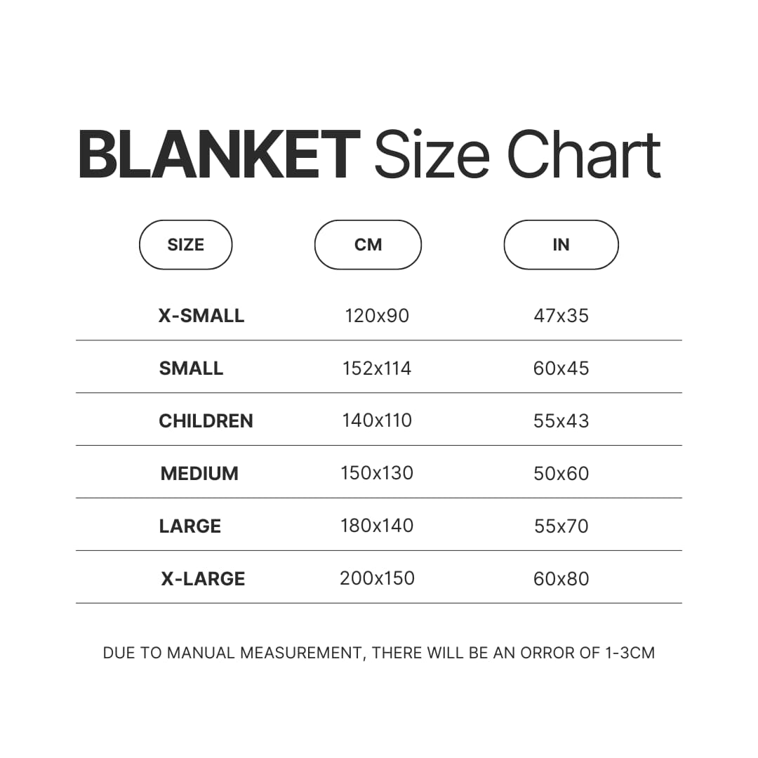 Blanket Size Chart - Snoopy UK Shop