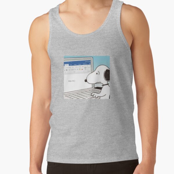 Snoopy Help Me Meme Tank Top - Image 4