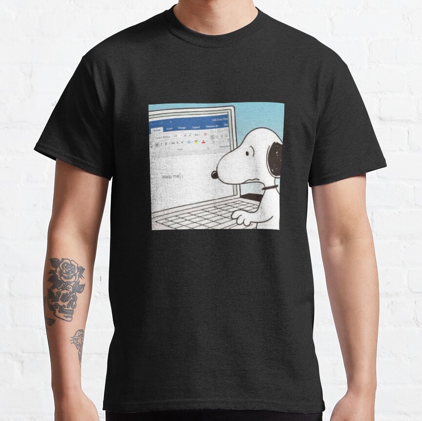Snoopy Help Me Meme T-shirt - Image 2