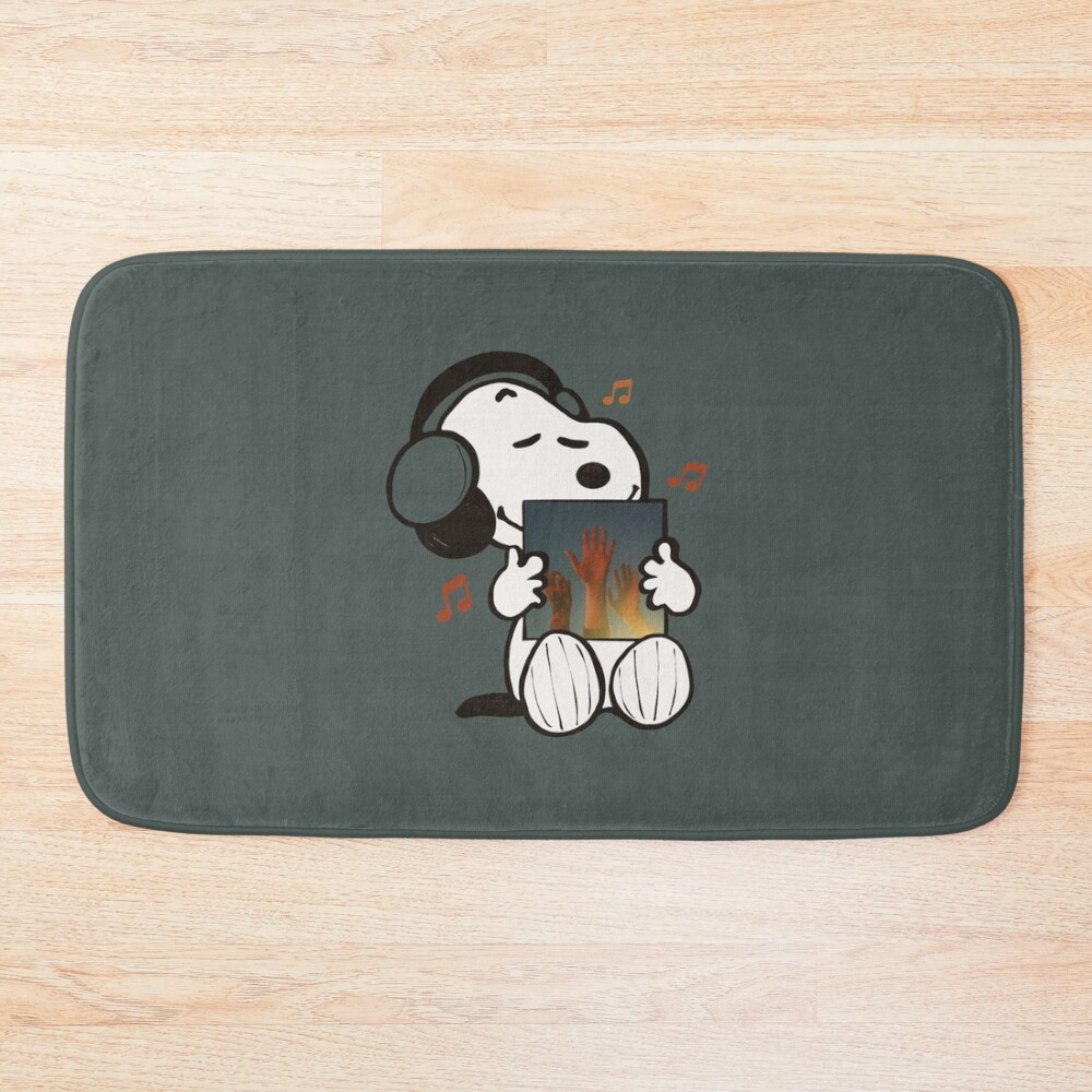 Snoopy Listening To The Record Bath Mat