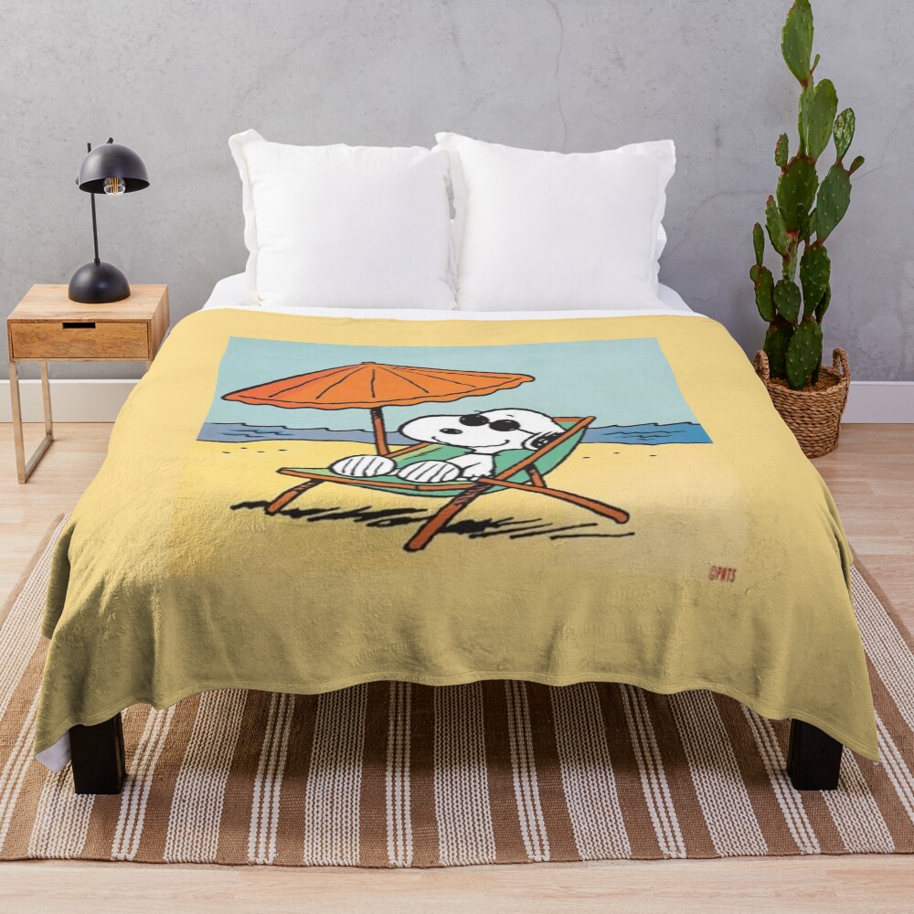 Snoopy At The Beach Throw Blanket