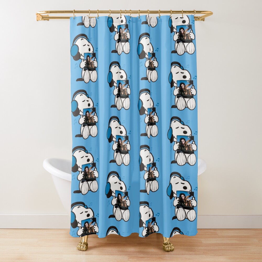 Snoopy Listening To Crash Shower Curtain