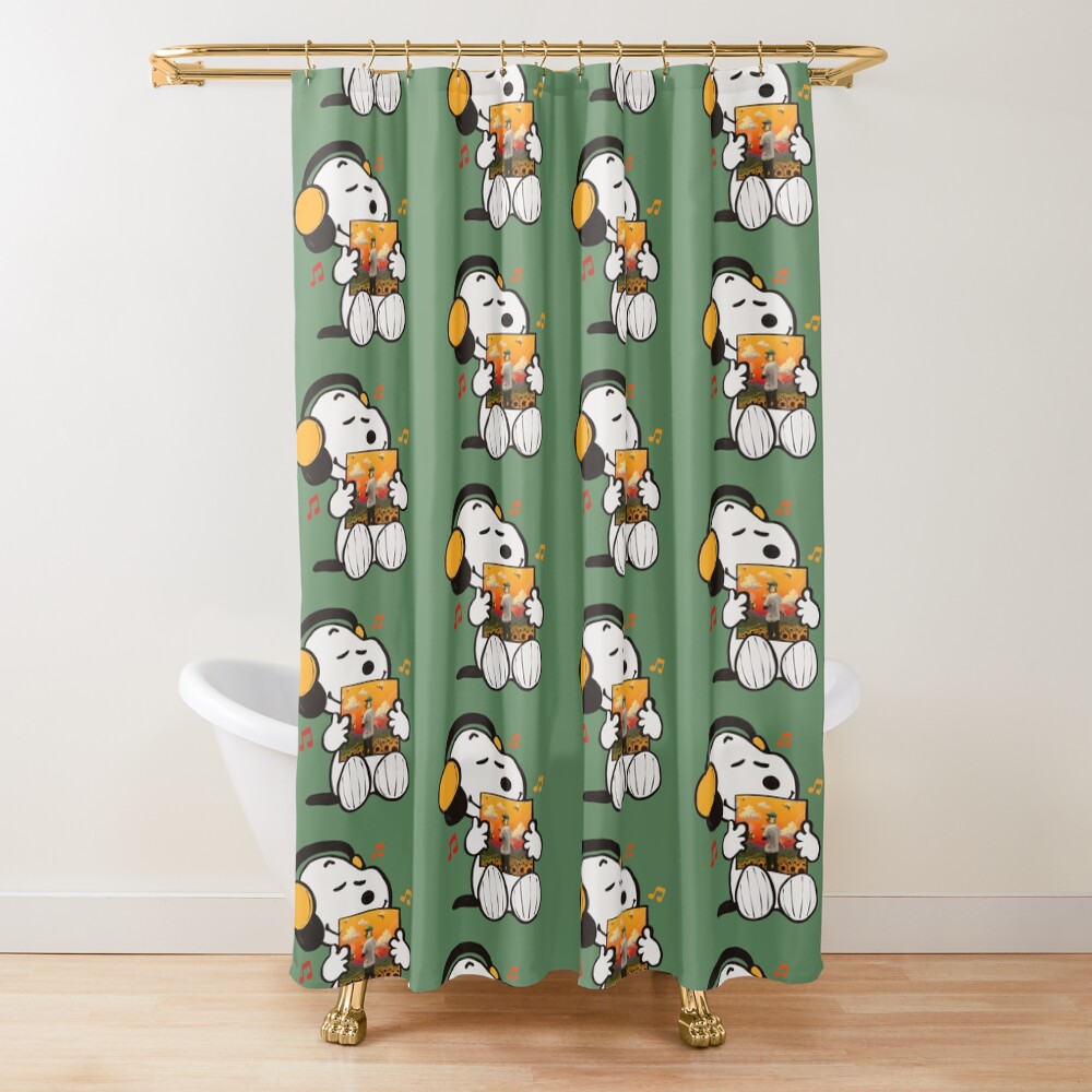 Snoopy Listening To Flower Boy Shower Curtain