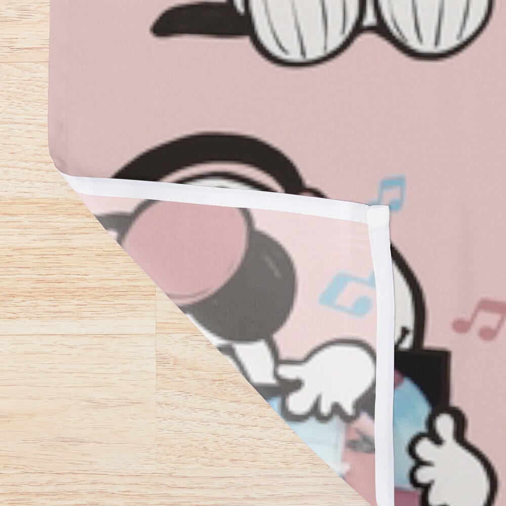 Snoopy Listening To Fine Line Shower Curtain - Image 2